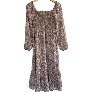 NWOT Jessica Simpson Brown Floral Boho Maxi Dress Size Small